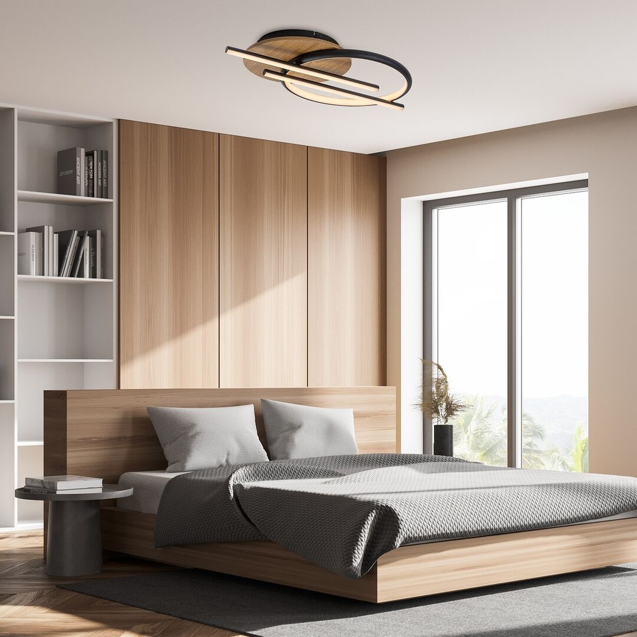 Rabalux Arash lampa podsufitowa 3x40 W biała-czarna-drewno 71404