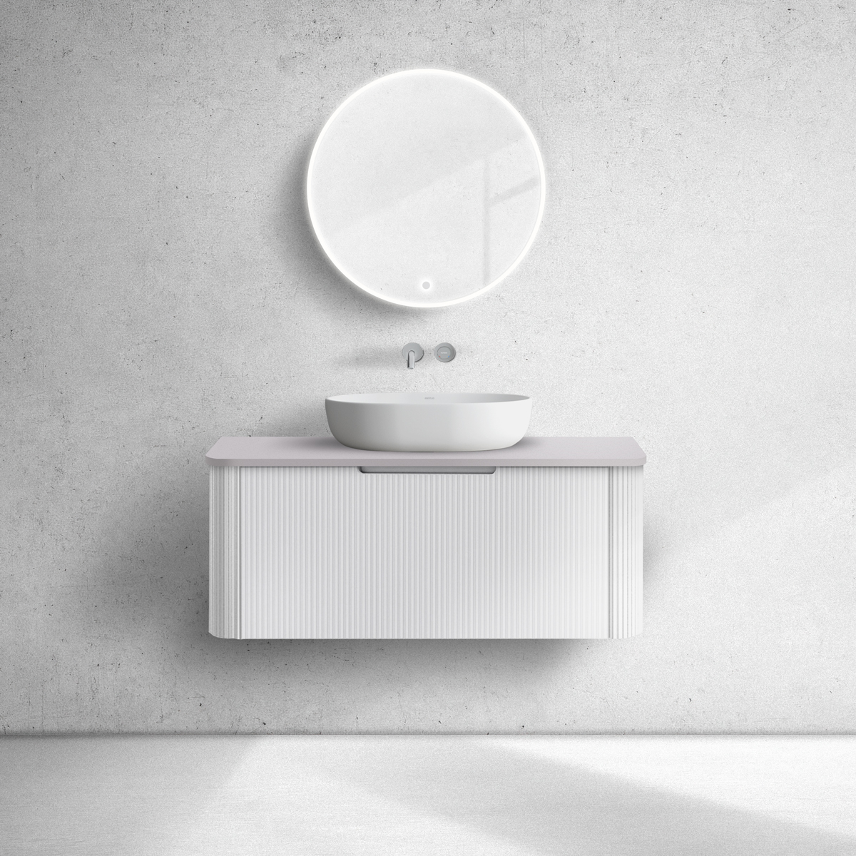 Oltens Hamnes szafka 100 cm podumywalkowa wisząca z blatem biały mat/kaszmir 68675000 - Wysyłka w 24h