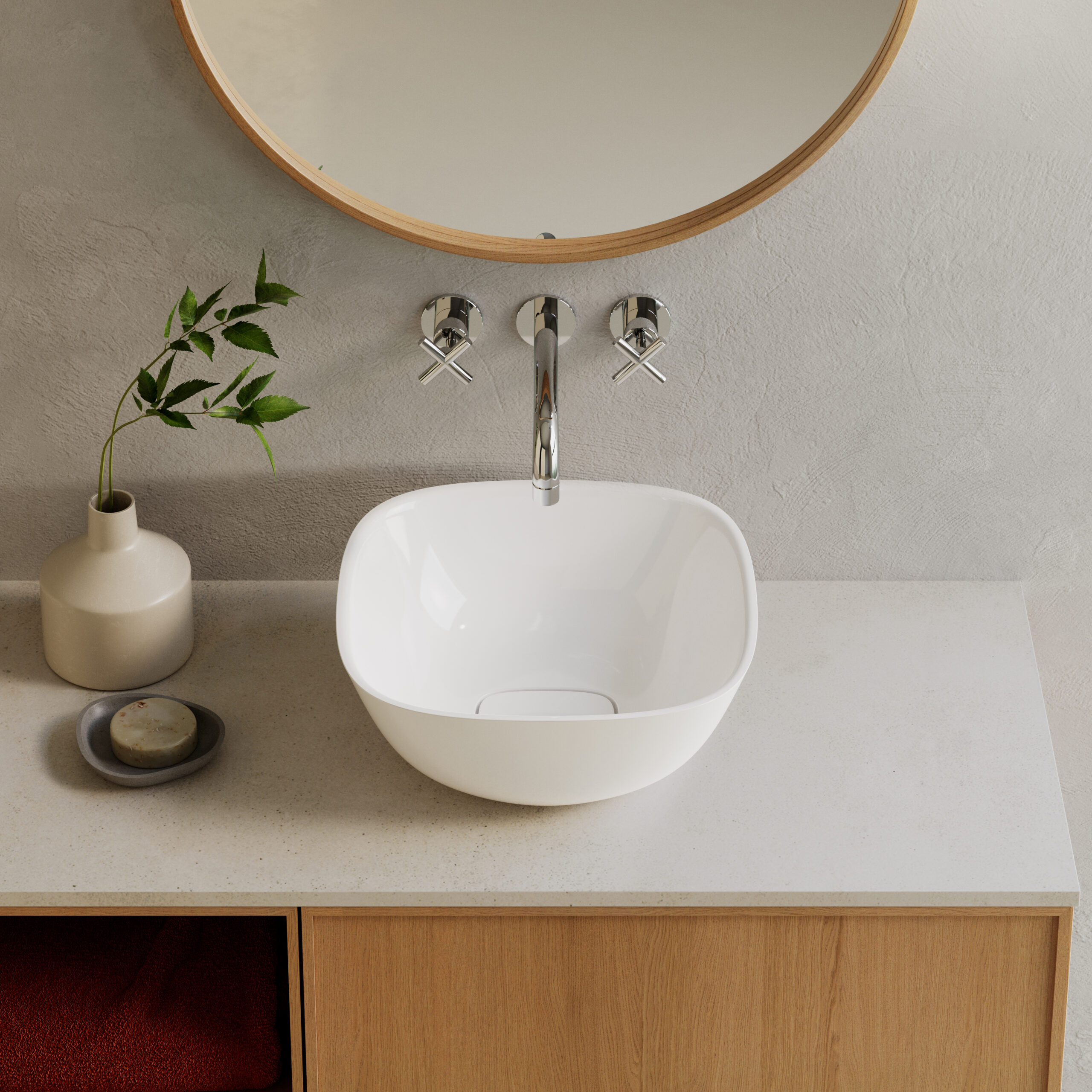 Lavaberg Hav umywalka 40x40 cm kwadratowa nablatowa biały połysk 663129041003 - Wysyłka w 24h