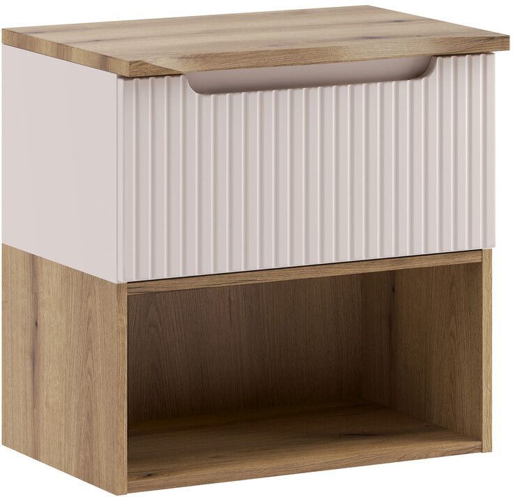 Zestaw Comad Nova Cashmere szafka 60 cm podumywalkowa wisząca z blatem i regałem dolnym kaszmir SET-NOC B OAK 60CM 1S LR