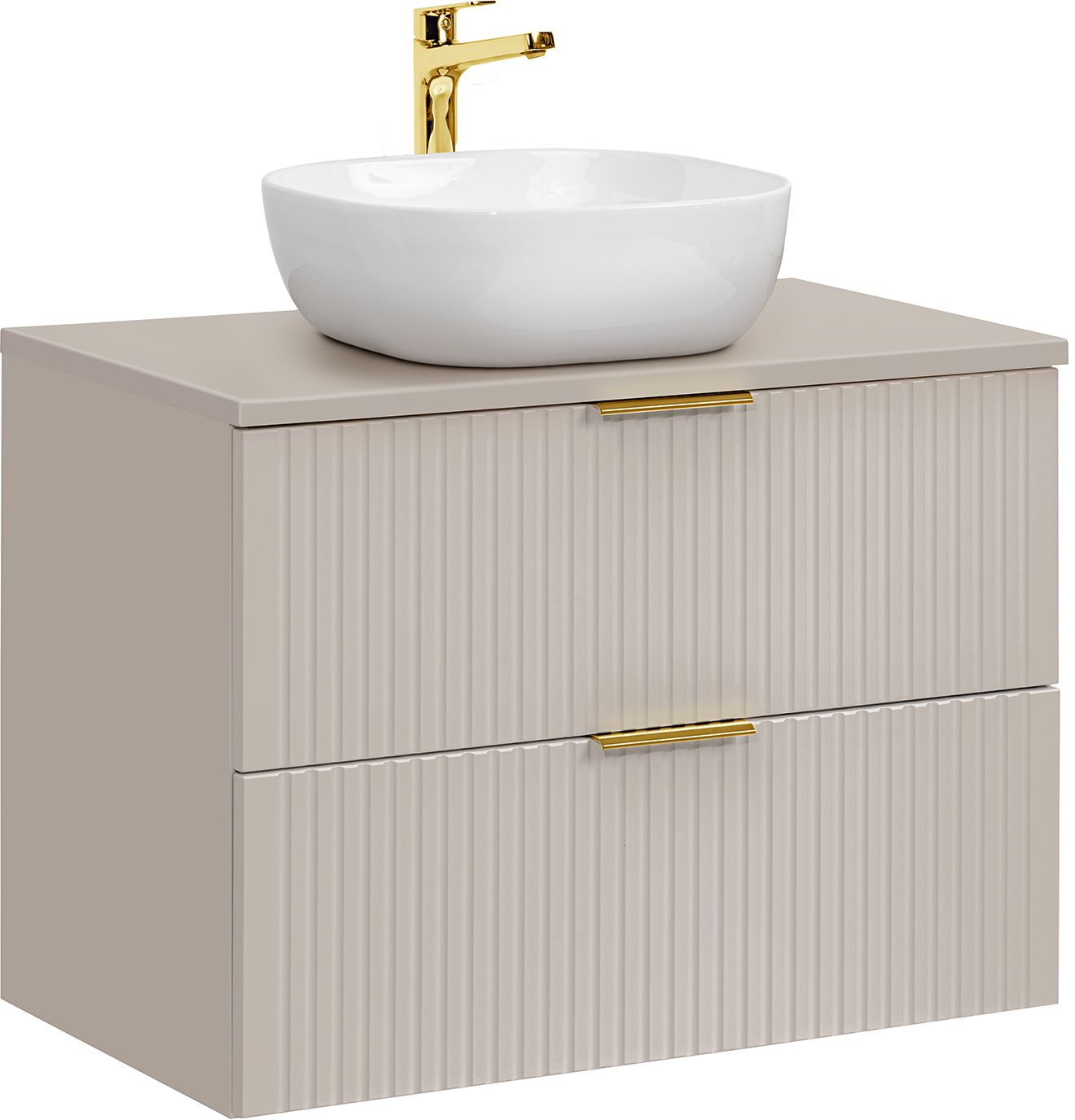 Zestaw Comad Adel Cashmere szafka z blatem 80 cm wisząca kaszmir i umywalka Smile biały połysk SET-ADC B CASHMERE 80CM SMILE 40 - Wysyłka w 24h