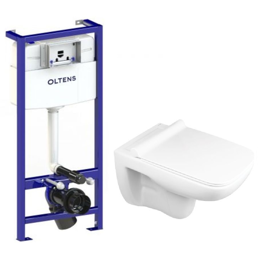 Zestaw Oltens Ribe miska WC z deską Slim i stelaż podtynkowy Oltens Triberg (50001000, 42011000) - Wysyłka w 24h