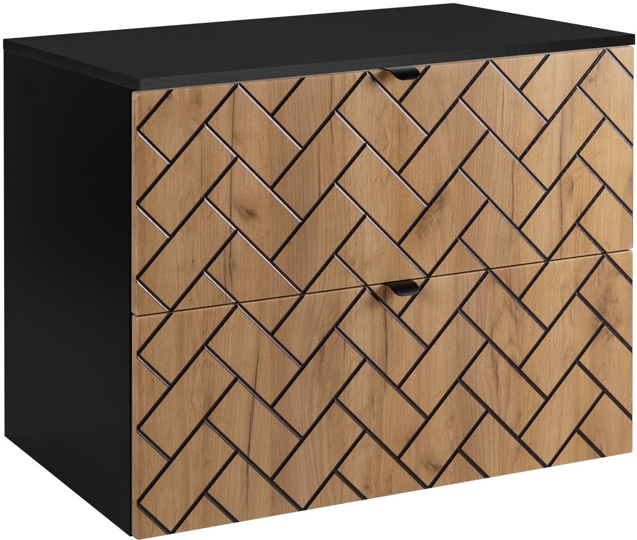 Zestaw Rodan Trend szafka 80 cm podumywalkowa z blatem czarny/dąb (5906154450881, 5906154451925)