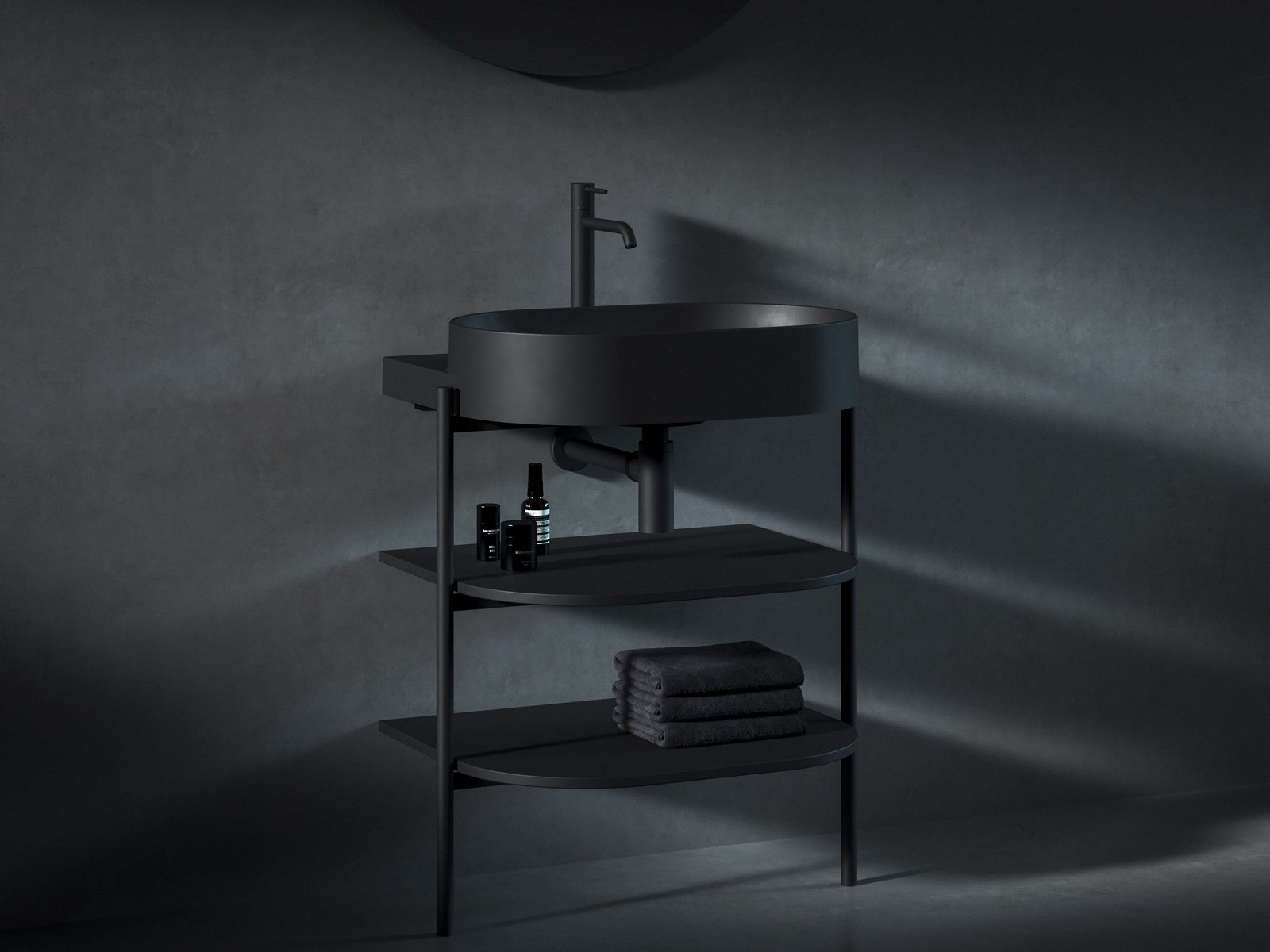 Ravak Yard szafka podumywalkowa 66,8x49,5x76,5 cm stojąca otwarta z półkami CS YARD 600 czarna D80000D005