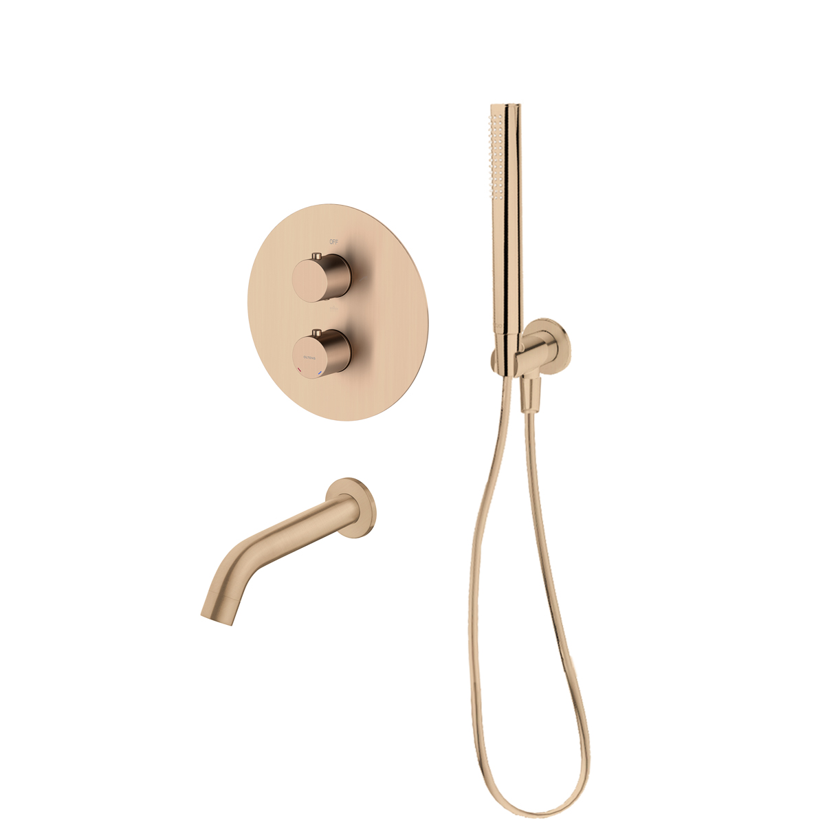 Zestaw Oltens Katla zestaw wannowo-prysznicowy podtynkowy termostatyczny miedź szczotkowana 36610610 - Wysyłka w 24h