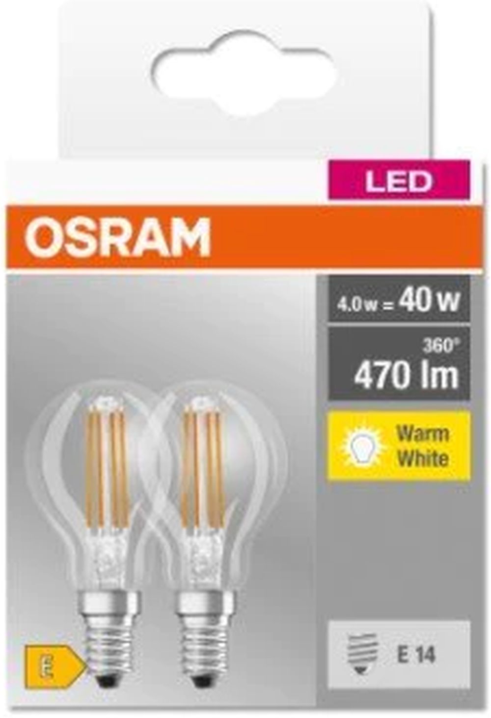 Osram LED Lamps żarówki LED Multipack 2x4 W 2700 K E14
