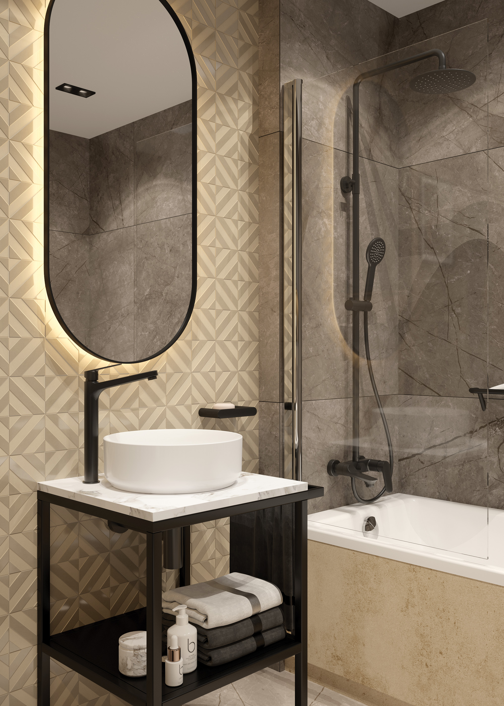 Deante Coriander zestaw wannowo-prysznicowy ścienny z deszczownicą czarny NAC_N1JM