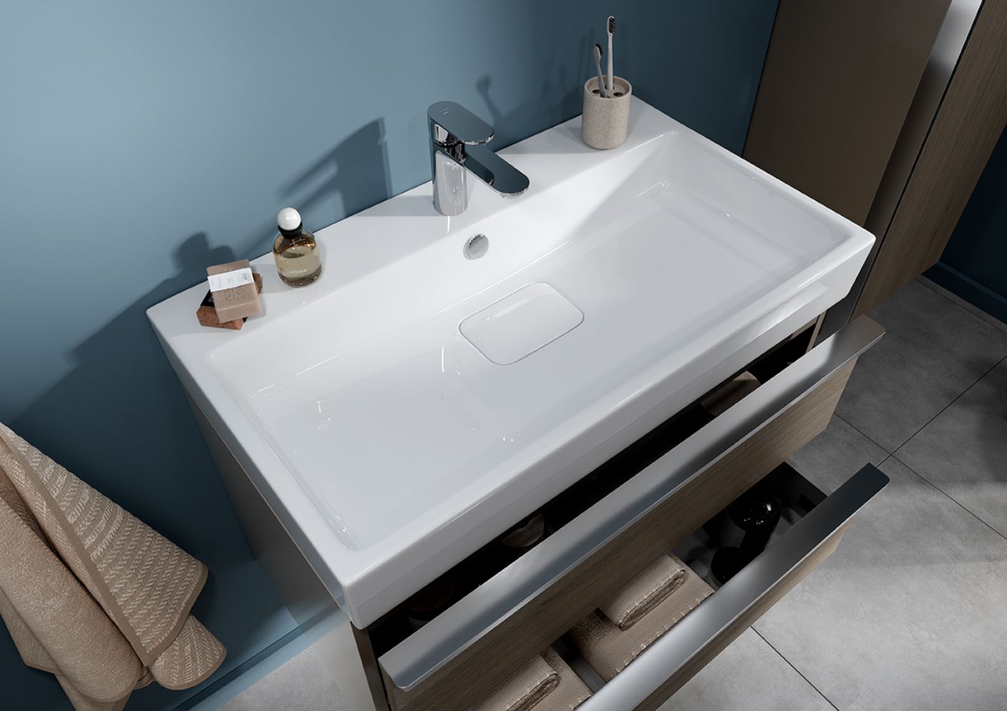 Cersanit Virgo szafka 60 cm podumywalkowa wisząca szary/dąb S522-021