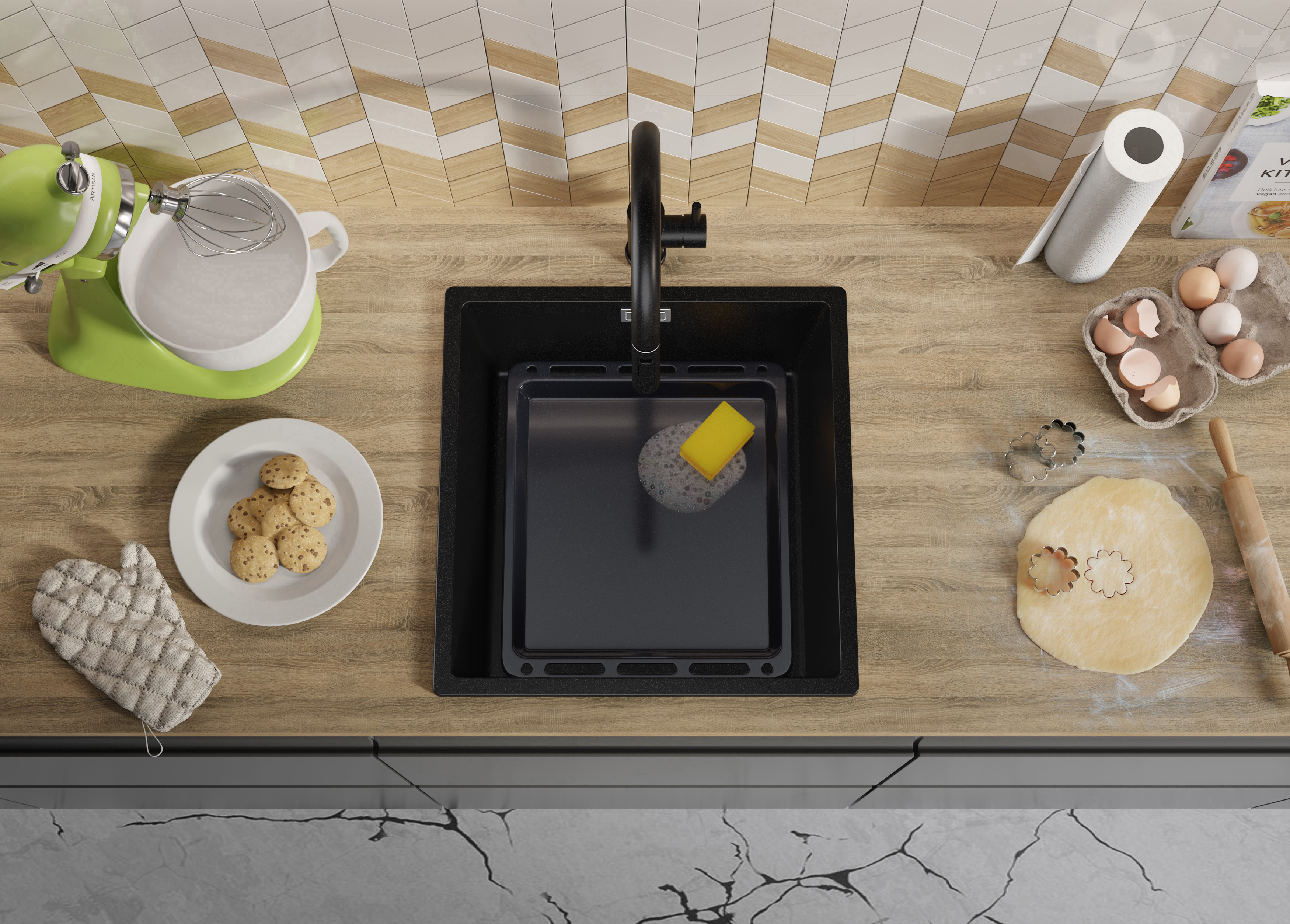 Primagran Monaco XXL 50 Slim zlewozmywak granitowy 47x46 cm czarny O_OL5KC-001 - Wysyłka w 24h