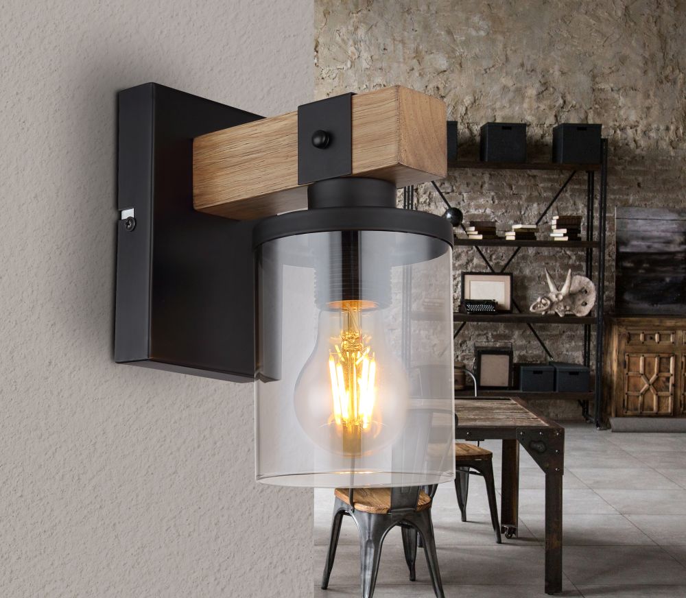 Globo Lighting Lila kinkiet 1x60W czarny mat/brąz 15555W - Wysyłka w 24h