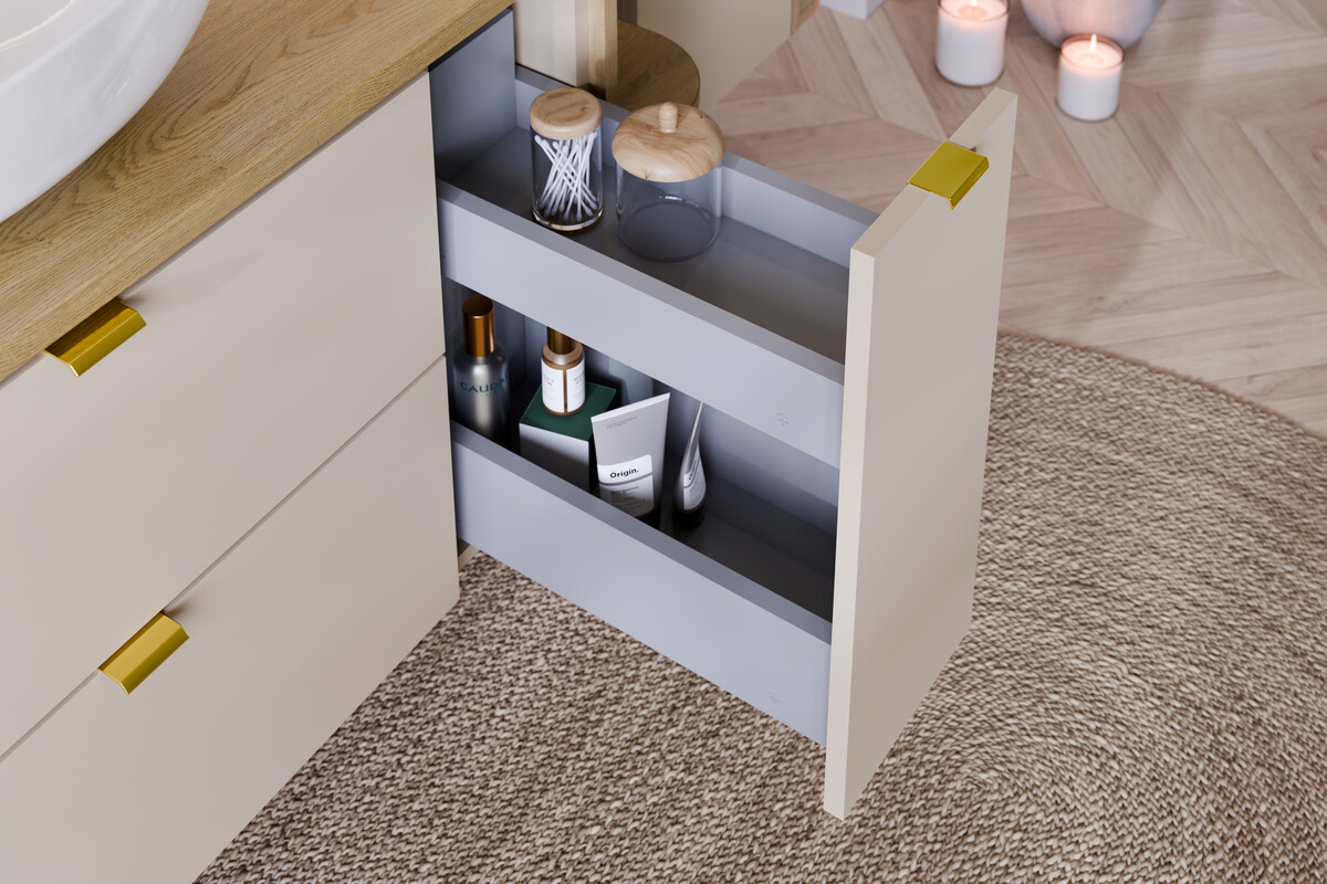 Zestaw Comad Dalia Cashmere szafka 80 cm podumywalkowa i szafka 20 cm boczna cargo z blatem 100 cm kaszmir SET-DC B 100CM LC