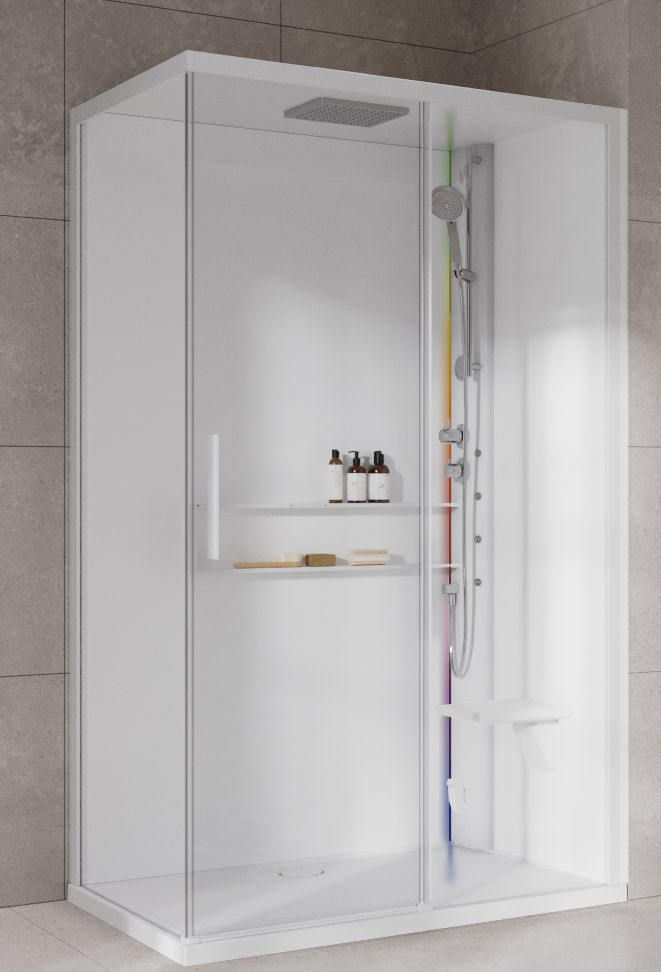 Novellini Glax 2 2.0 2P kabina z hydromasażem 120x80 cm parowa z brodzikiem prawa total biała G222P120DT5-1UU