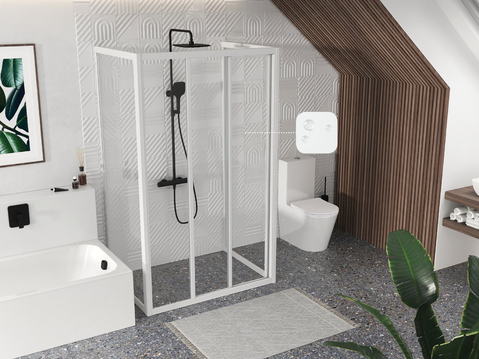 Ravak Supernova ASDP3-130 drzwi prysznicowe 130 cm biały/pearl 00VJ01R211