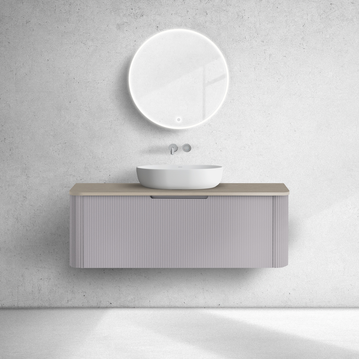 Oltens Hamnes szafka 120 cm podumywalkowa wisząca z blatem kaszmir/dąb 68680900