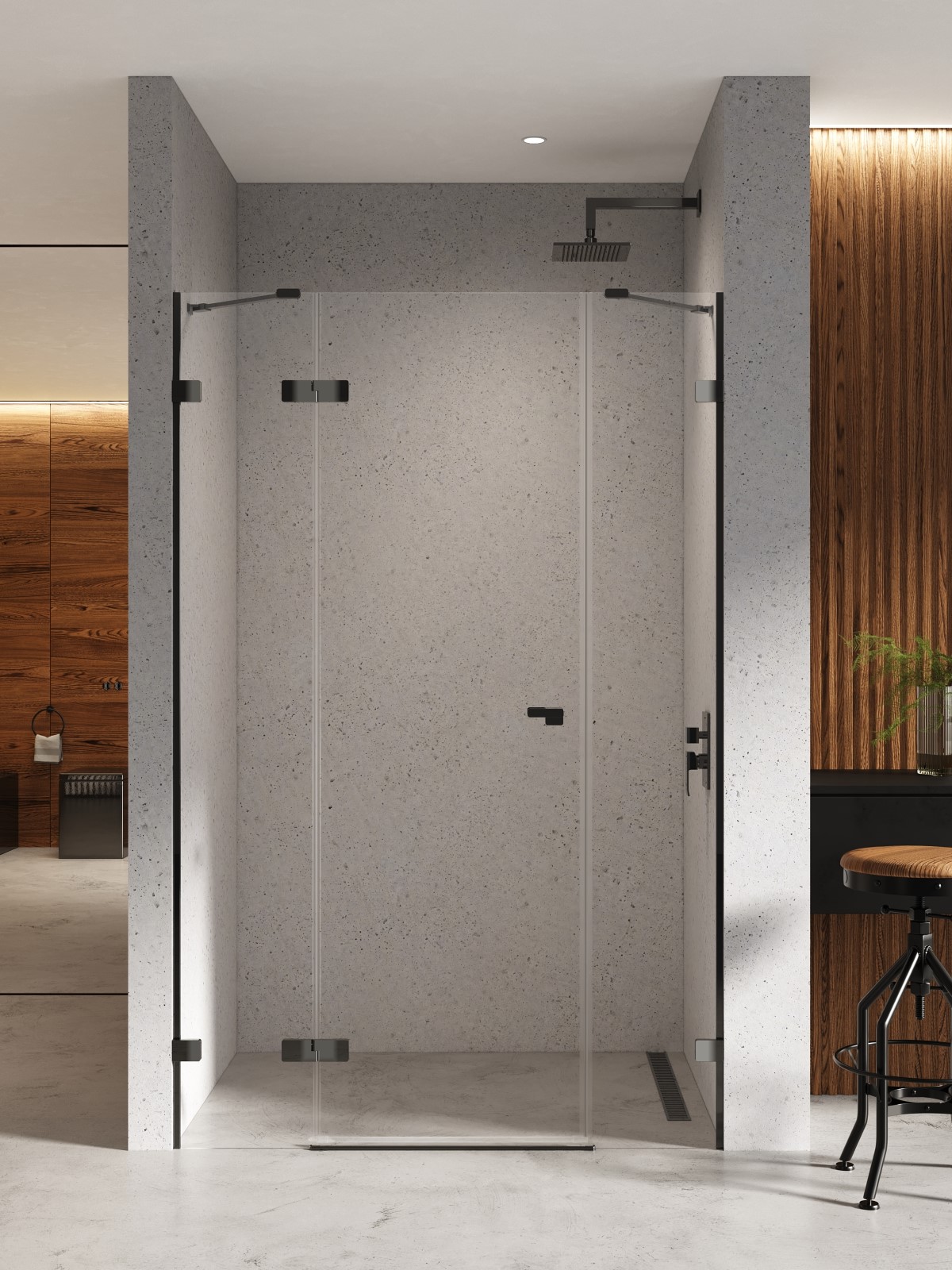 New Trendy Eventa Black Chrome drzwi prysznicowe 110 cm uchylne lewe czarny chrom połysk/szkło przezroczyste EXK-6137