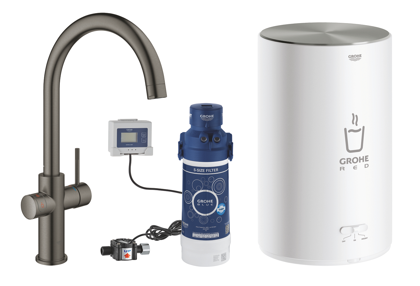 Grohe Red bateria kuchenna z bojlerem stojąca Brushed Hard Graphite 30083AL1