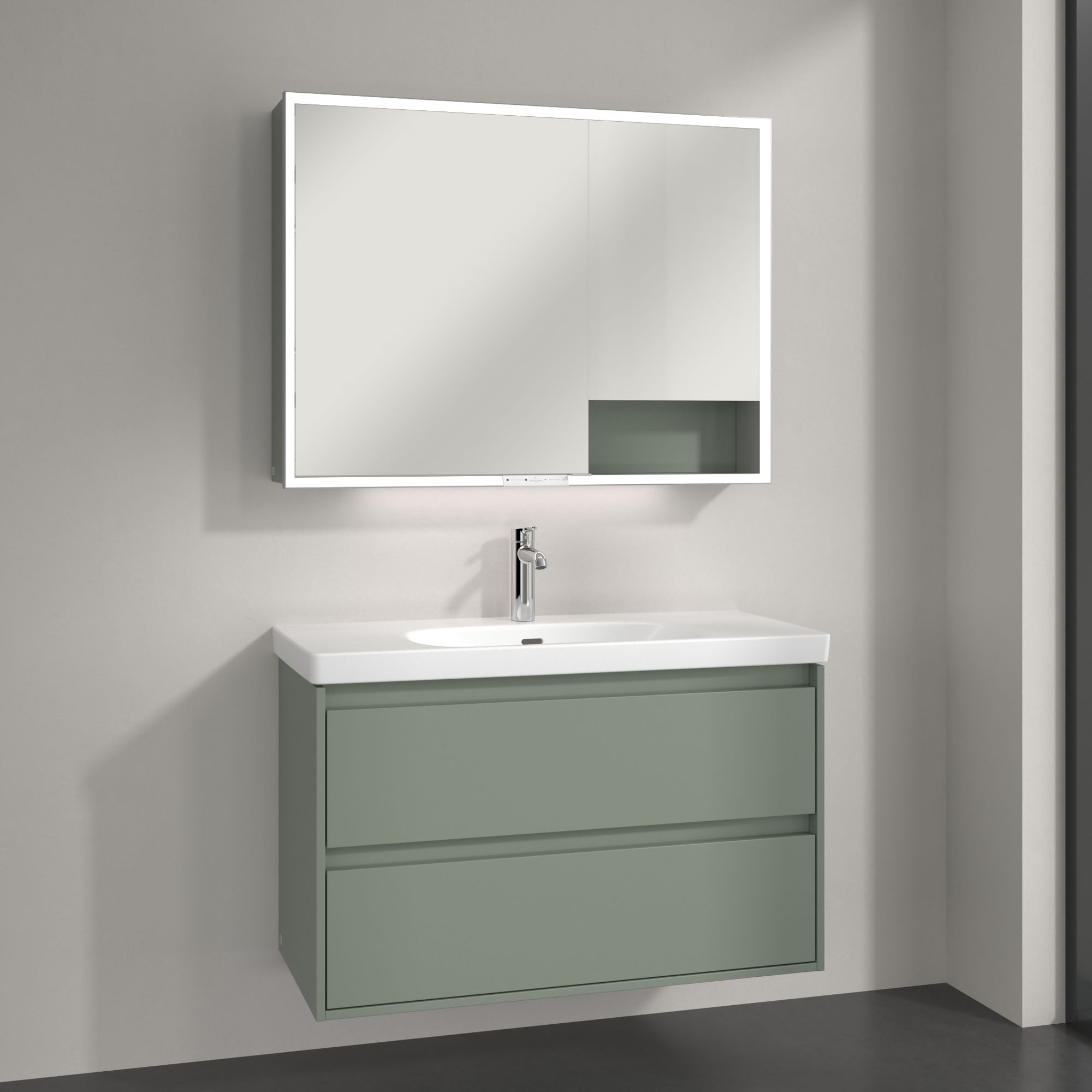Villeroy & Boch My View+ szafka 100x16,8x75 cm z lustrem Soft Green A48110AF