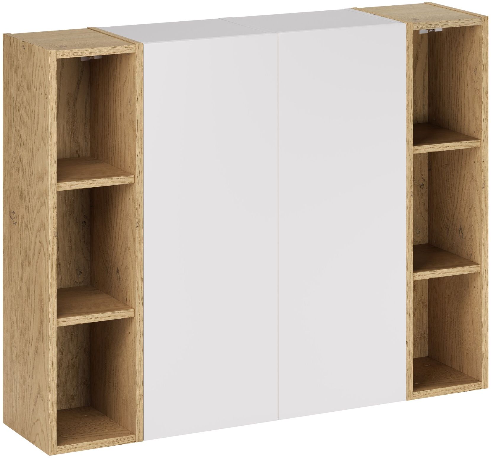 Zestaw Comad Aster White dwie szafki 30 cm boczne i dwa regały 20 cm otwarte biały/dąb SET-ASG 2SP 2UR