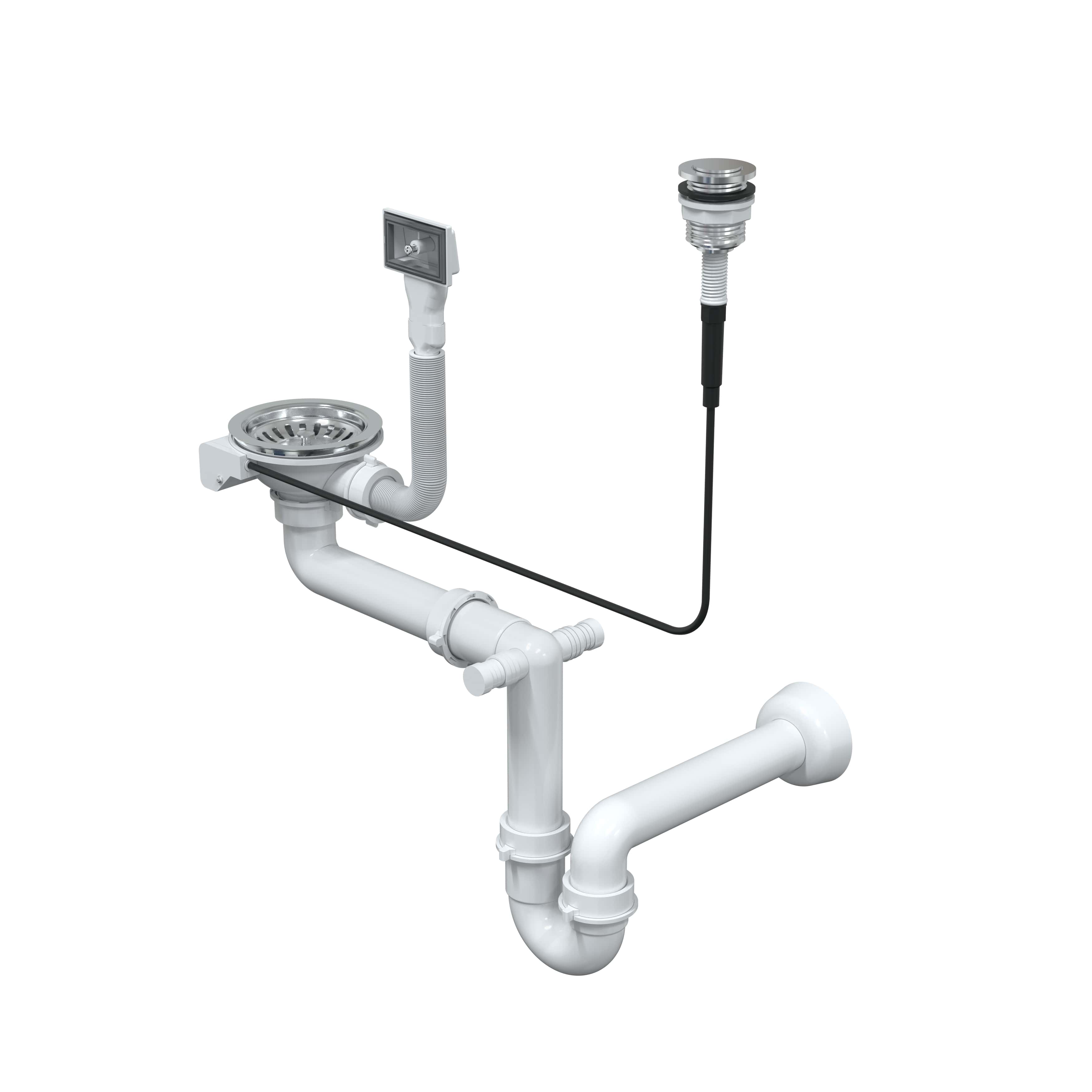 Quadron Save Space syfon Push To Open 3 1/2" 1-komorowy stalowy OP1SSS4