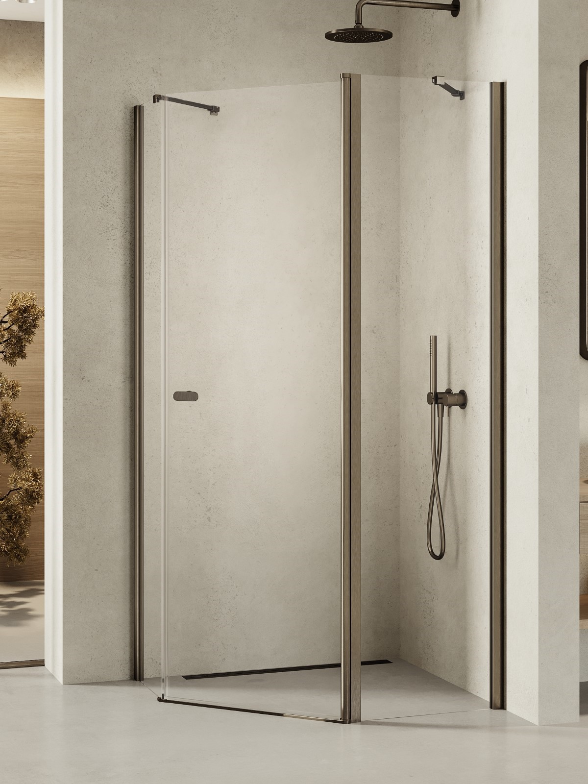 New Trendy New Soleo Gunmetal Brushed kabina prysznicowa 100x80 cm grafitowy szczotkowany/szkło przezroczyste K-1710