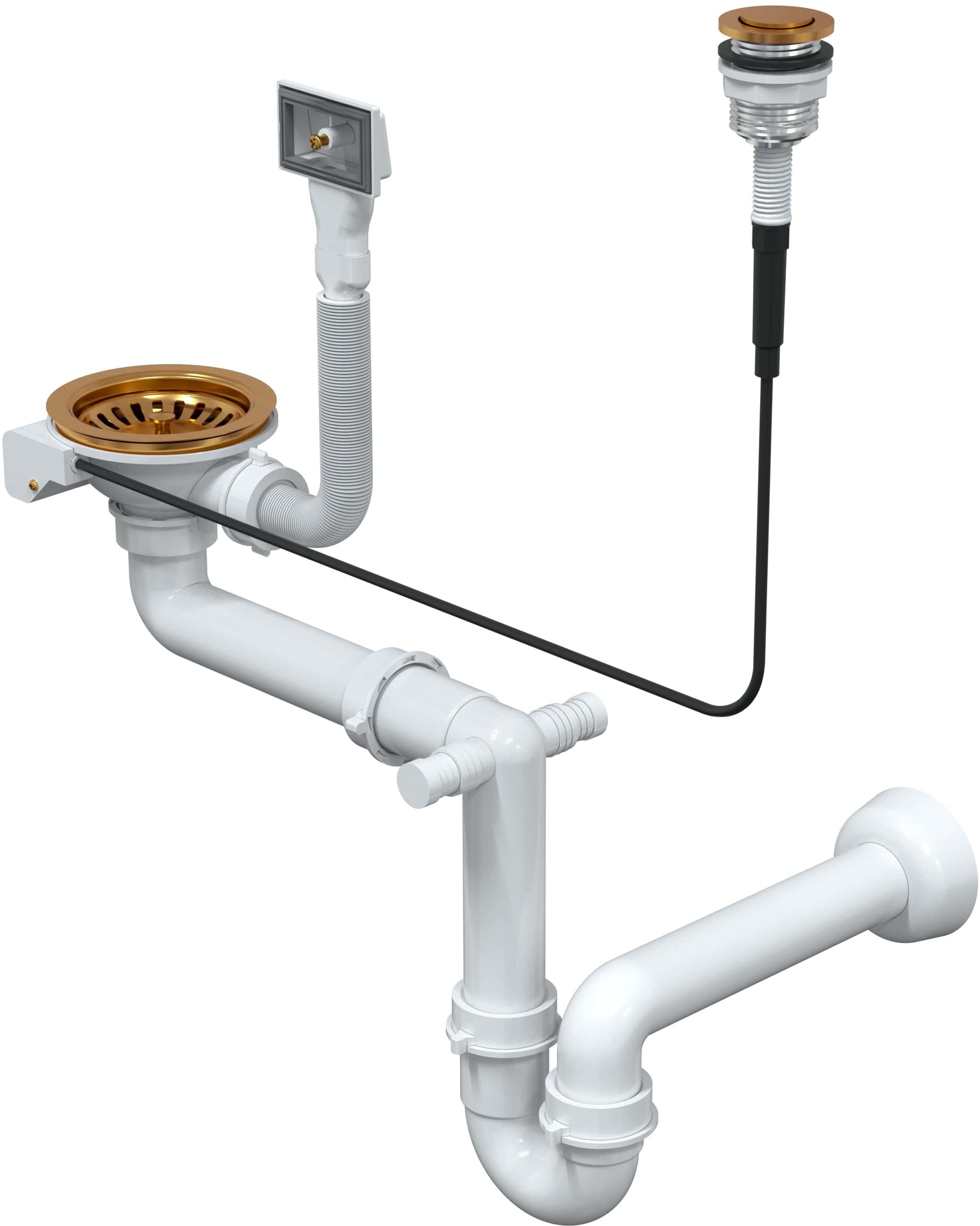 Quadron Save Space syfon Push To Open 3 1/2" 1-komorowy miedziany OP1SSS6