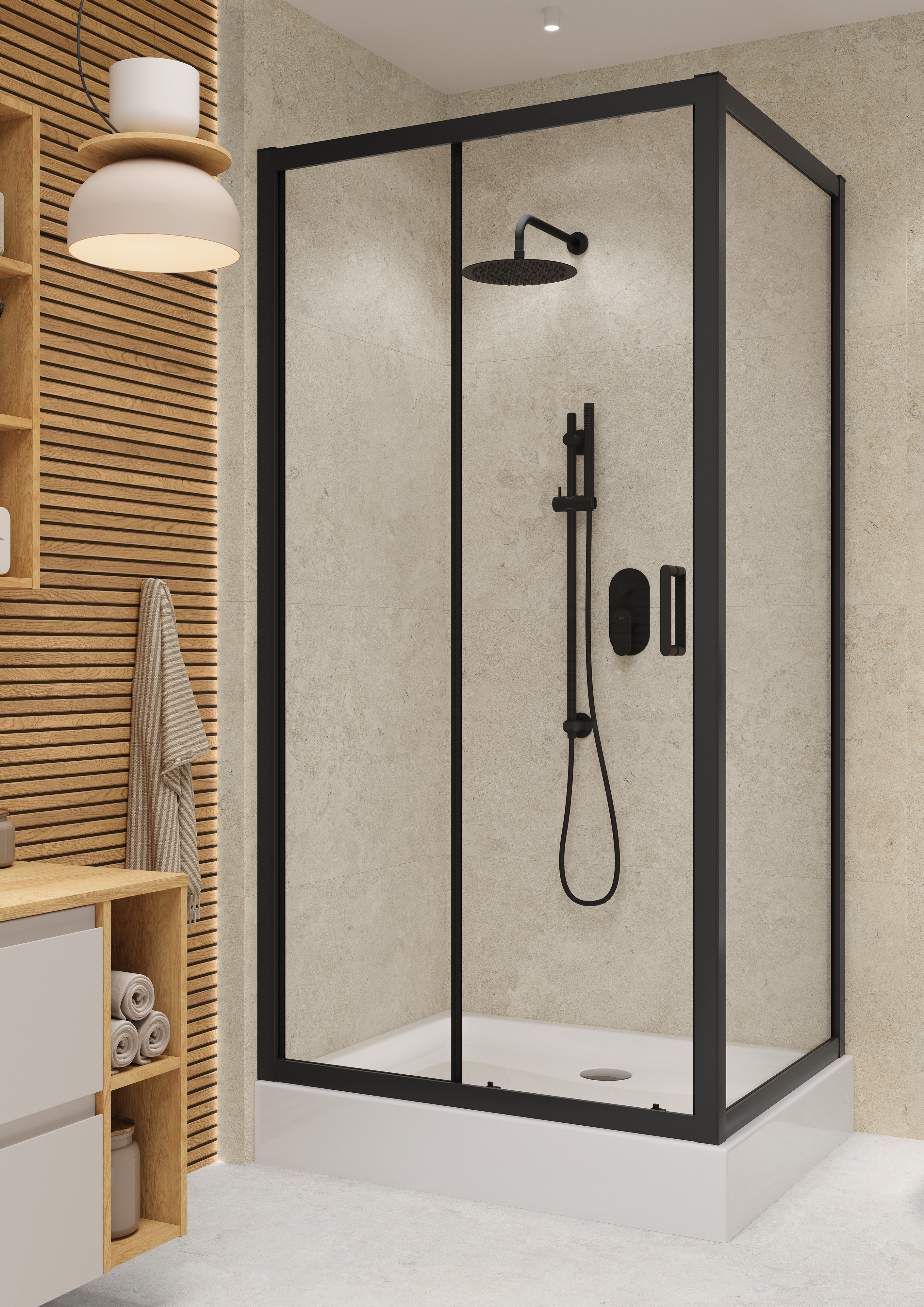 Cersanit Arteco kabina prysznicowa 120x90 cm prostokątna czarny mat/szkło przezroczyste S913-018