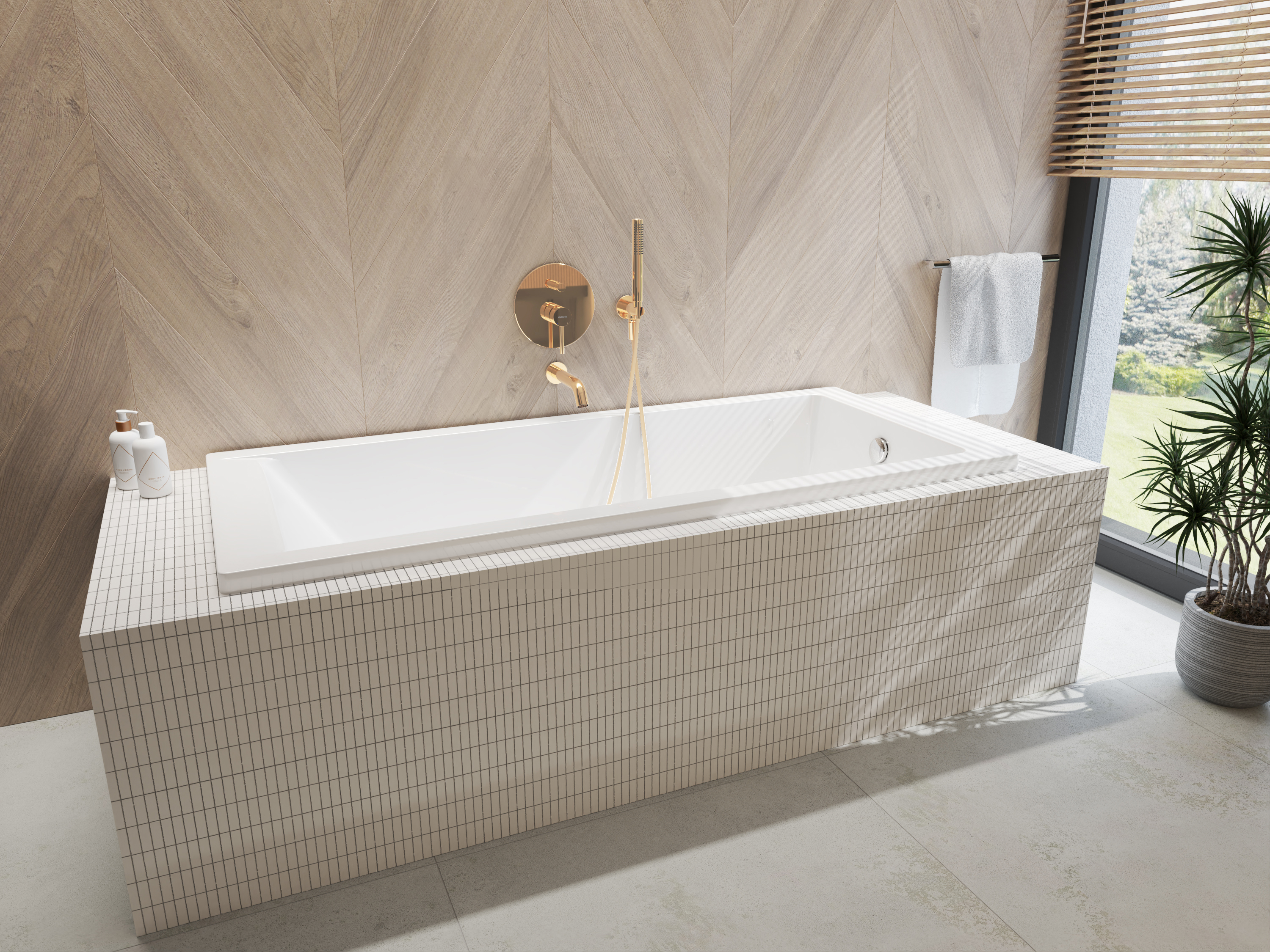 Zestaw Oltens Molle zestaw wannowo-prysznicowy podtynkowy złoty połysk 36602800 - Wysyłka w 24h