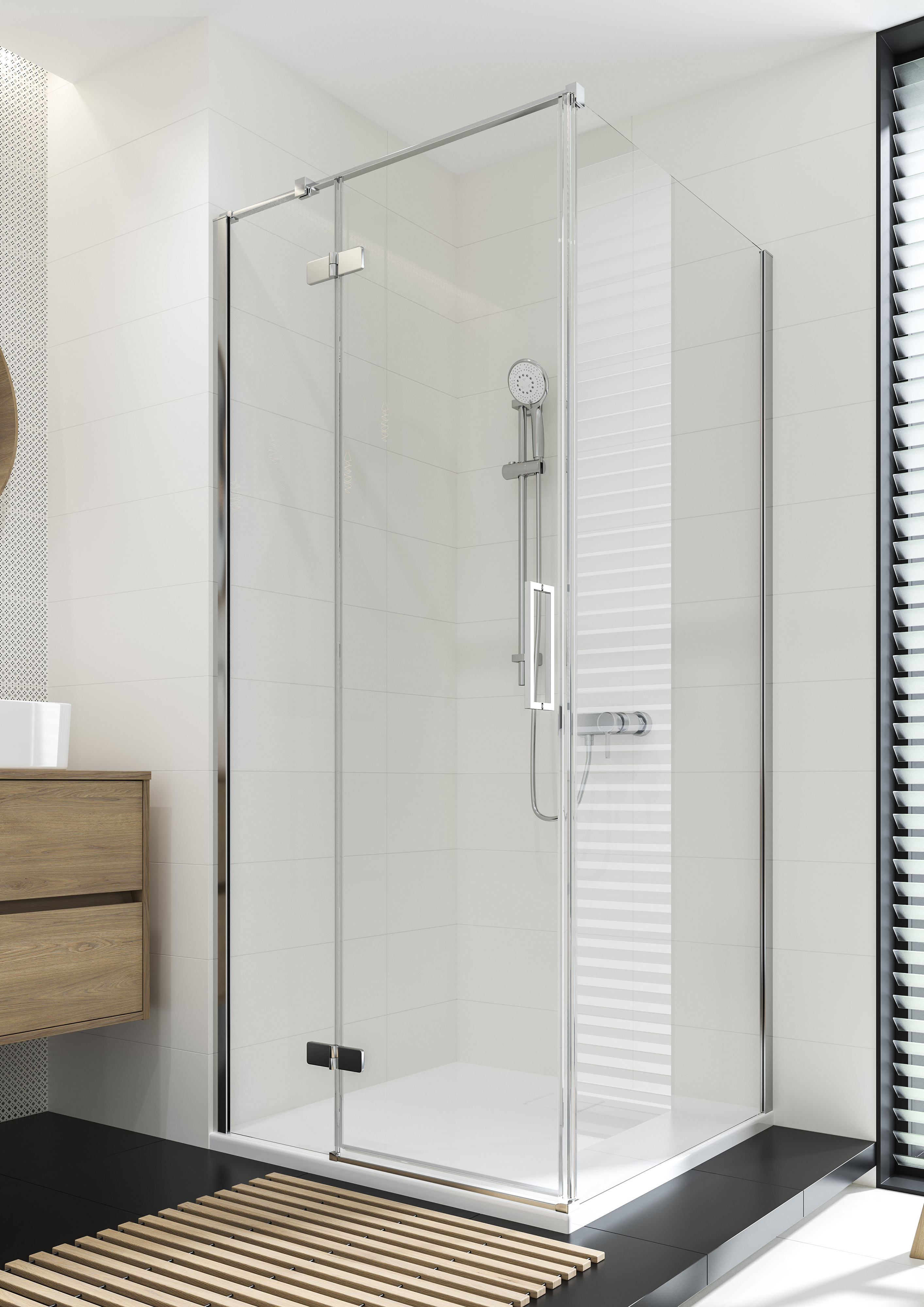 Cersanit City kabina prysznicowa 80x80 cm kwadratowa prawa chrom połysk/szkło przezroczyste S584-105