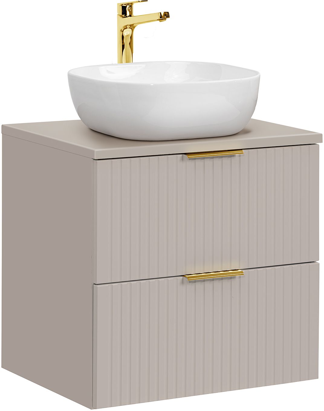 Zestaw Comad Adel Cashmere szafka z blatem 60 cm wisząca kaszmir i umywalka Smile biały połysk SET-ADC B CASHMERE 60CM SMILE 40 - Wysyłka w 24h