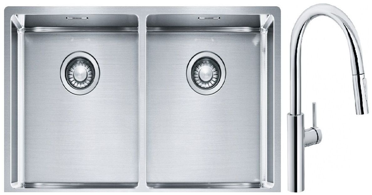 Franke Box BXX 220/120 34-34 zlewozmywak 74x45 cm stalowy z baterią kuchenną Pescara L Slide-In chrom (1270370188, 1150538940)