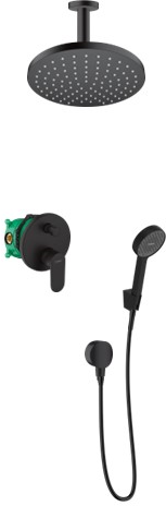 Zestaw Hansgrohe Vernis Blend zestaw prysznicowy podtynkowy z deszczownicą czarny mat (26277670, 27804670, 71466670, 01800180, 28052670, ...
