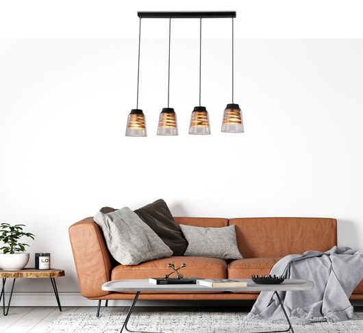 Candellux Fresno lampa wisząca 4x60W czarna/złota/przezroczysta 34-78124