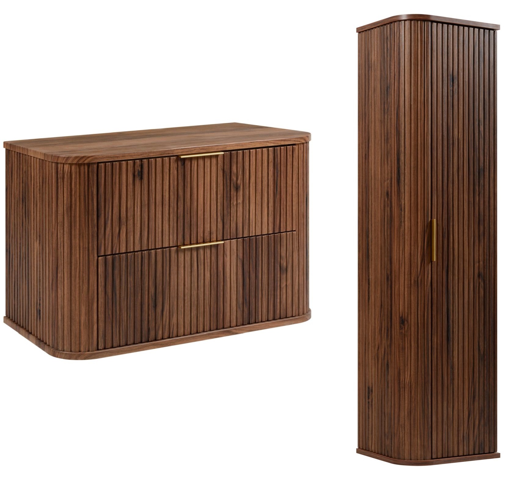 Zestaw Rodan Elegance szafka z blatem 80 cm podumywalkowa wisząca z szafką 139 cm boczną dąb orzech (5906154457897, 5906154457927)