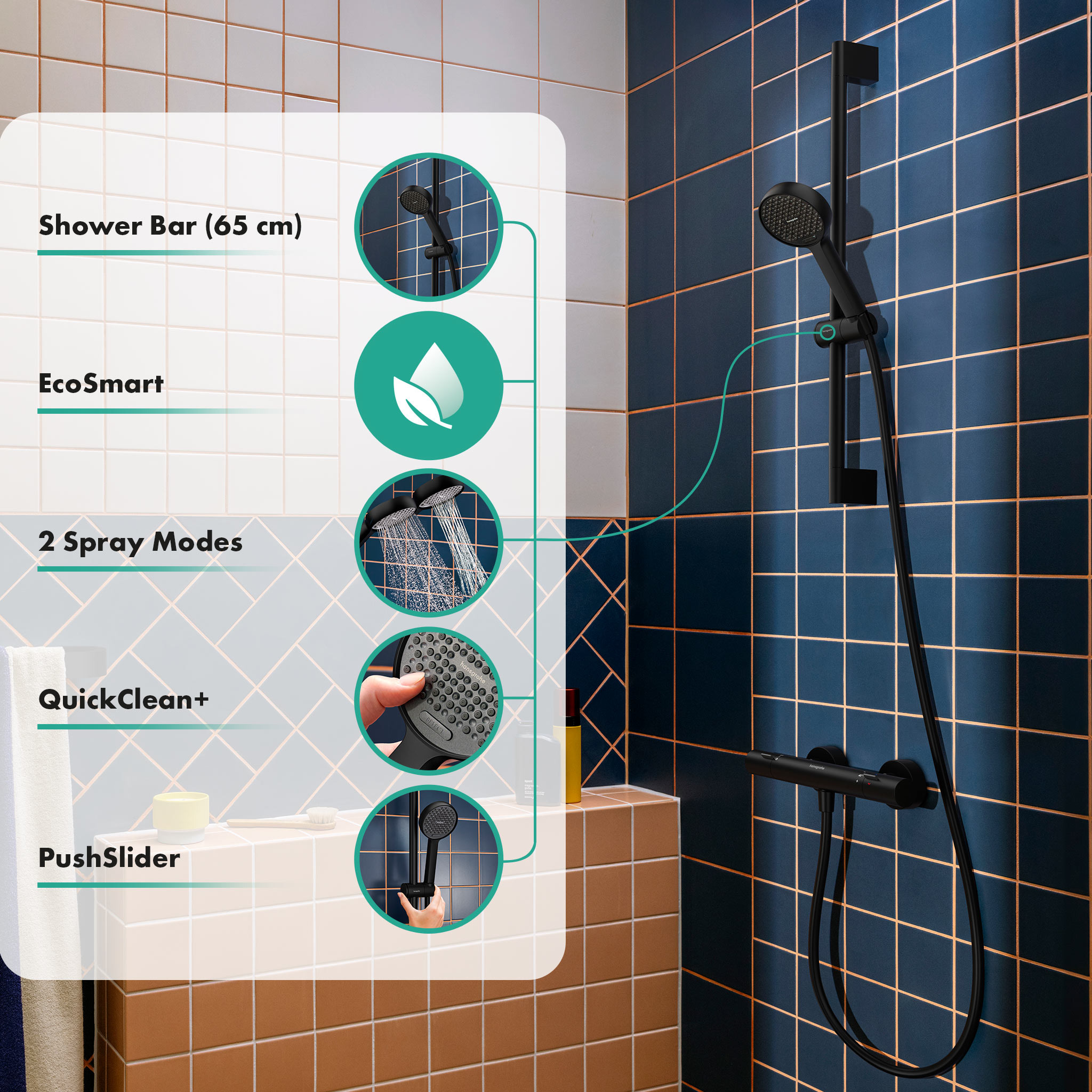 Hansgrohe Activera Select S zestaw prysznicowy ścienny czarny 28044670