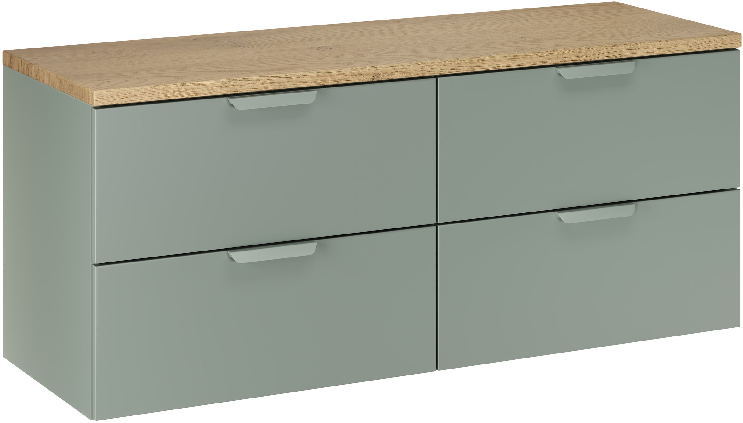 Zestaw Comad Aster Green dwie szafki 60 cm wiszące z blatem meblowym 120 cm zielony/dąb SET-ASG B CREMONA 120CM