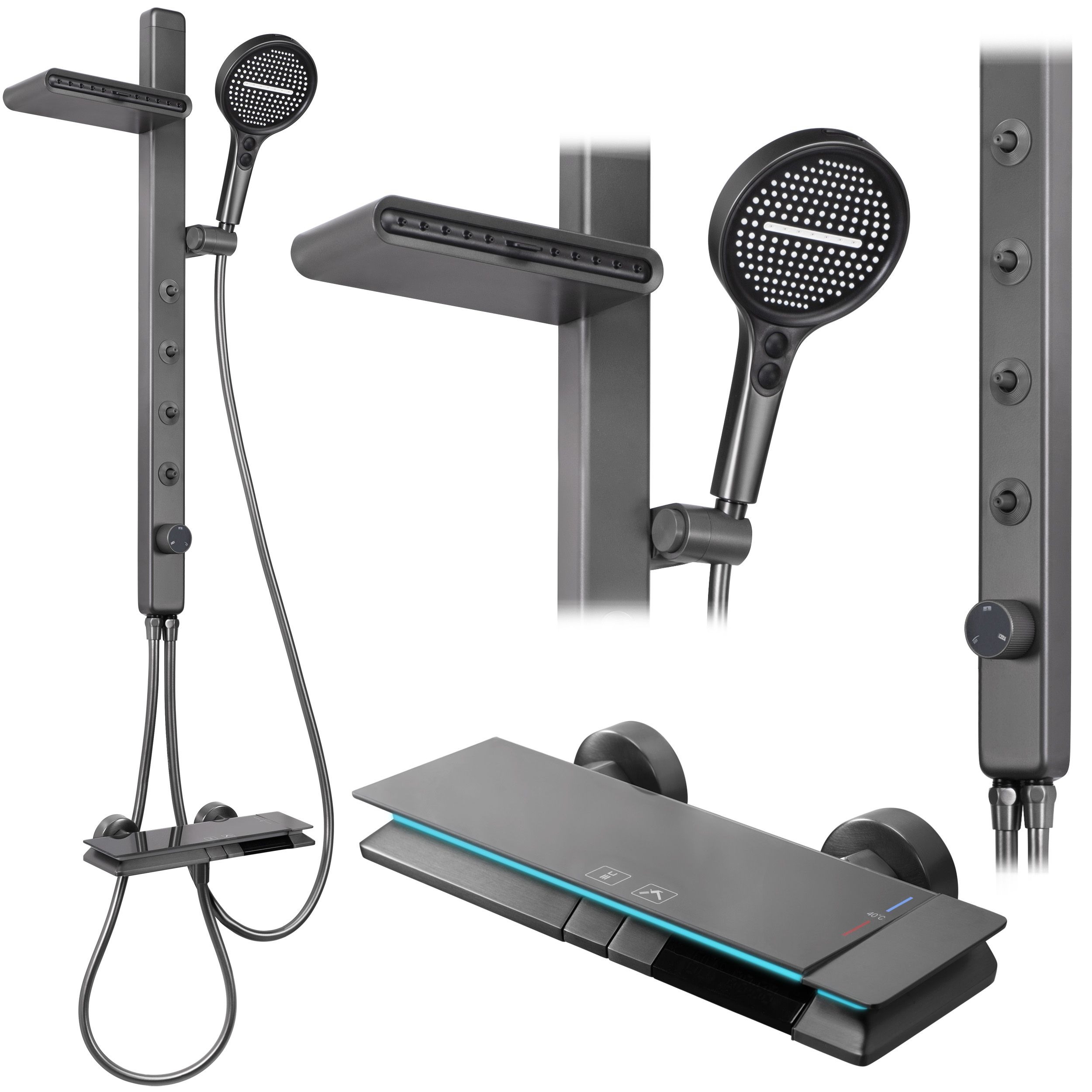 Rea Karl zestaw łazienkowy ścienny termostatyczny tytan REA-P4880