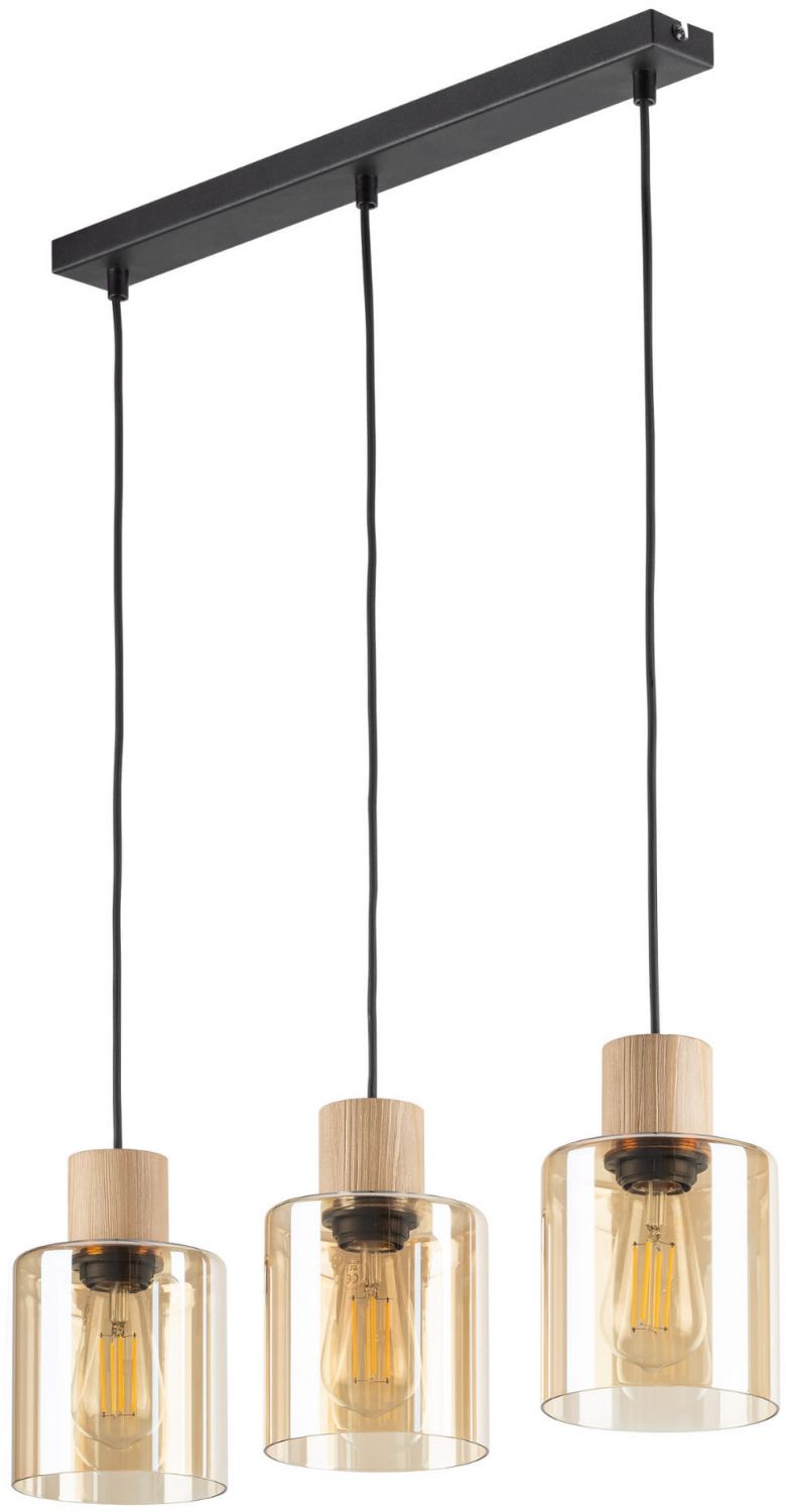 TK Lighting Orson lampa wisząca 3x15W bursztynowa/czarna 4568