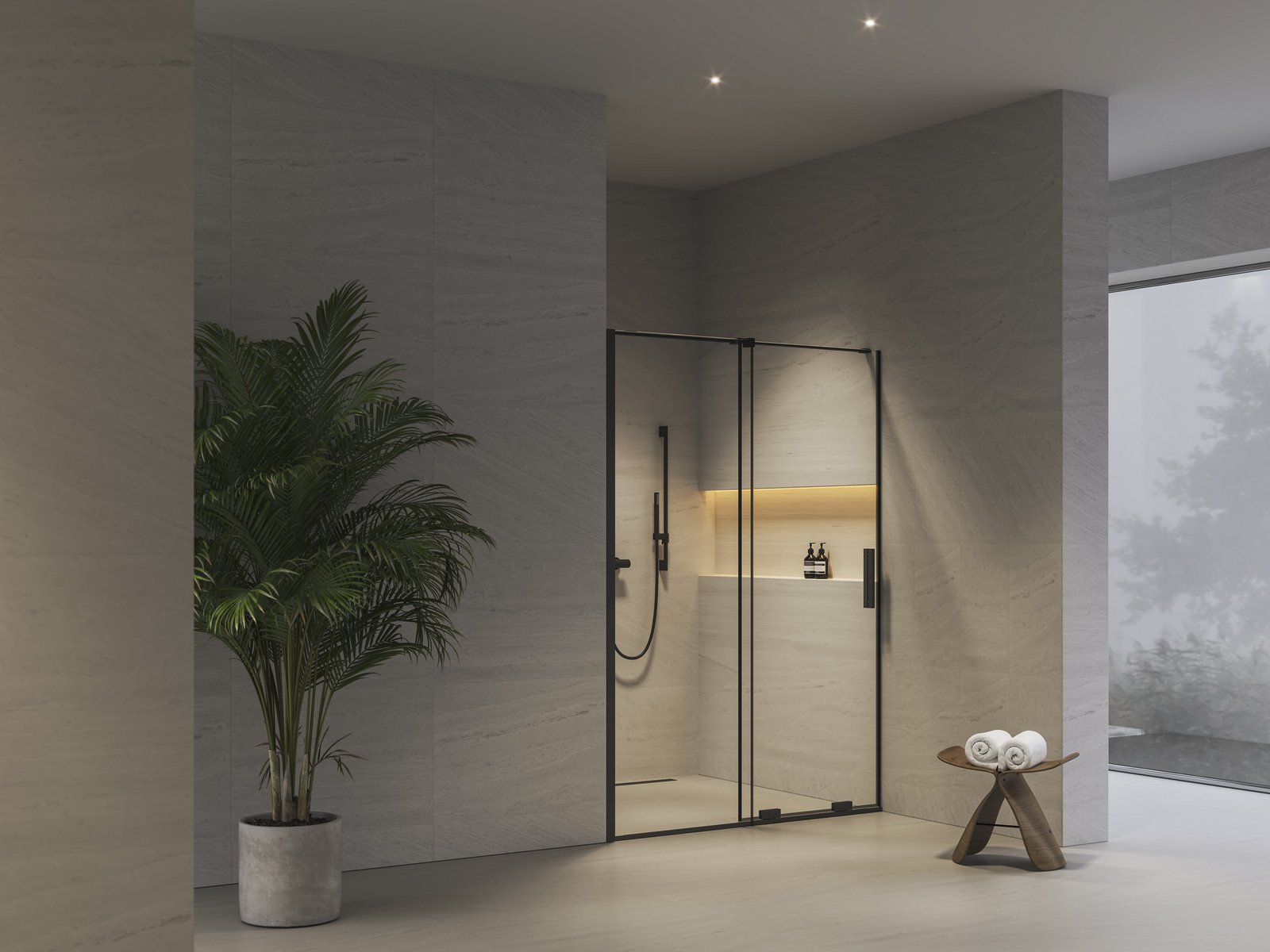 Ravak Roll RODP2 drzwi prysznicowe 100 cm rozsuwane czarny mat/szkło przezroczyste X08VA0300Z1