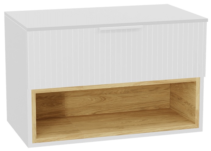 Zestaw Excellent Tuto 2.0 szafka 80 cm podumywalkowa wisząca z blatem biały-dąb MLEX.2171.K.80.031W.WHWH