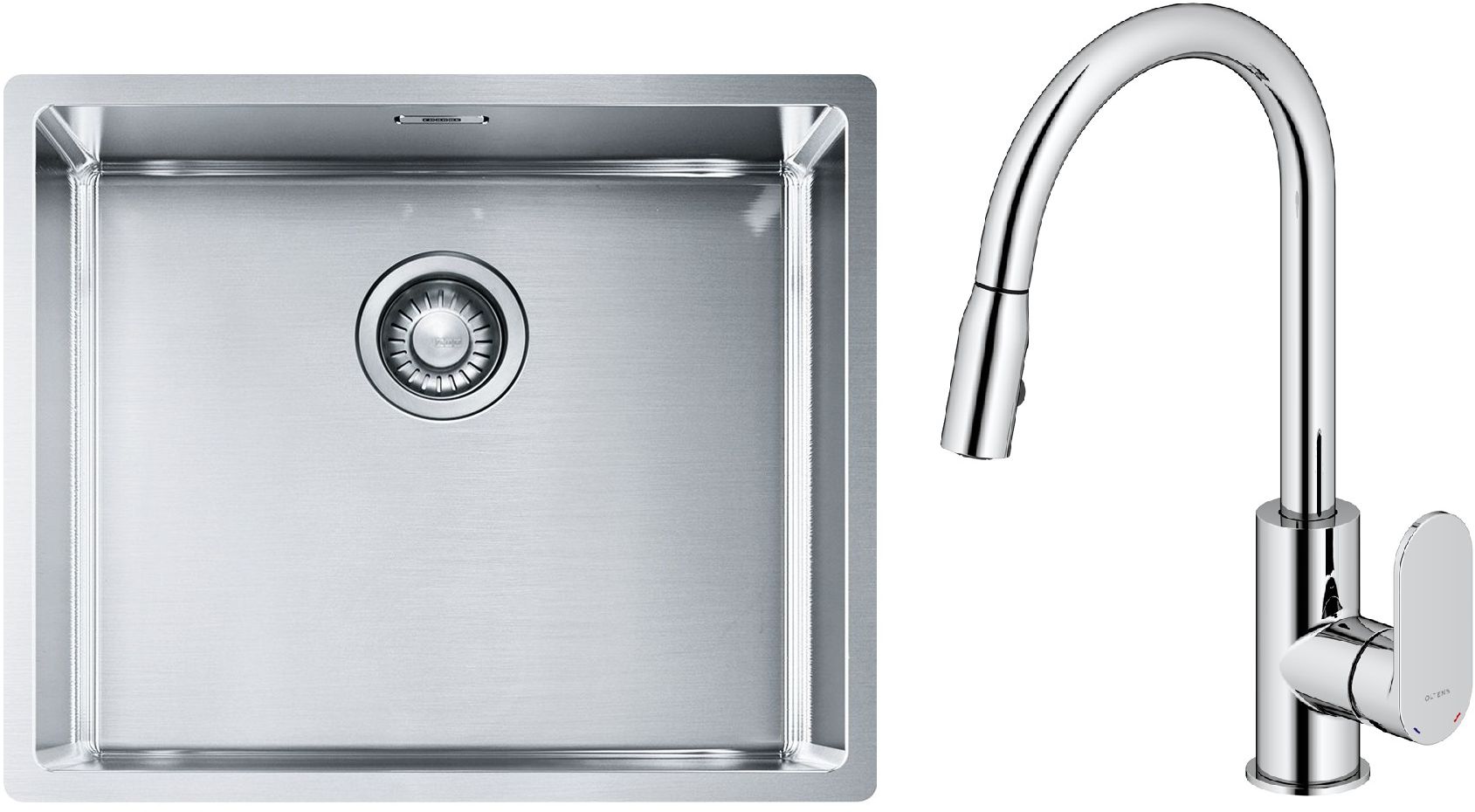 Zestaw Franke Box BXX 210/110-50 zlewozmywak stalowy 54x45 cm z baterią kuchenną Oltens Lista stal/chrom (1270453656, 35202100)