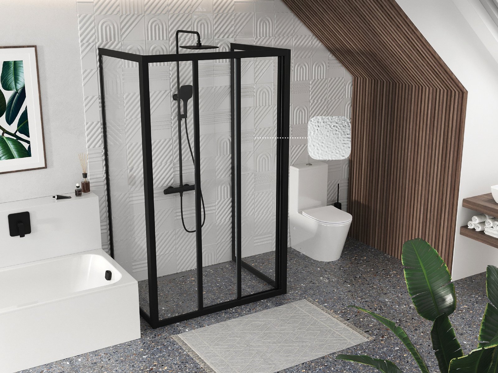 Ravak Supernova ASDP3-80 drzwi prysznicowe 80 cm czarny mat/pearl 00V403R211