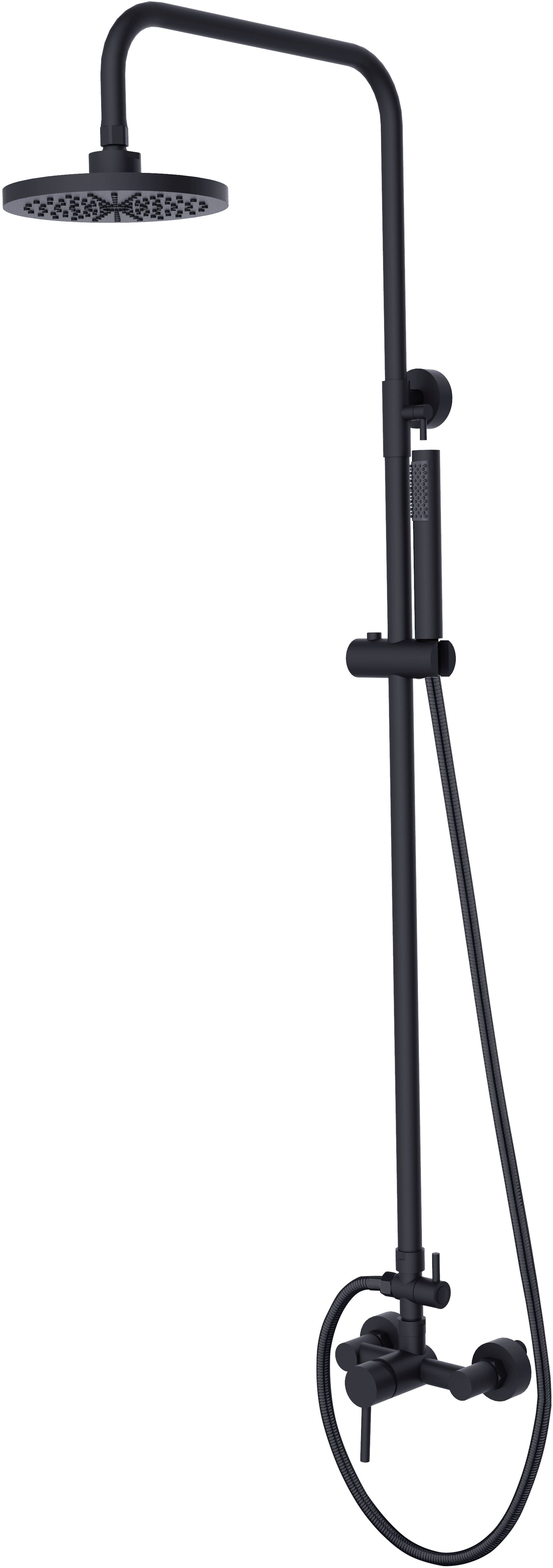 Besco Decco Illusion zestaw prysznicowy ścienny z deszczownicą czarny mat BP-DIN-CZ