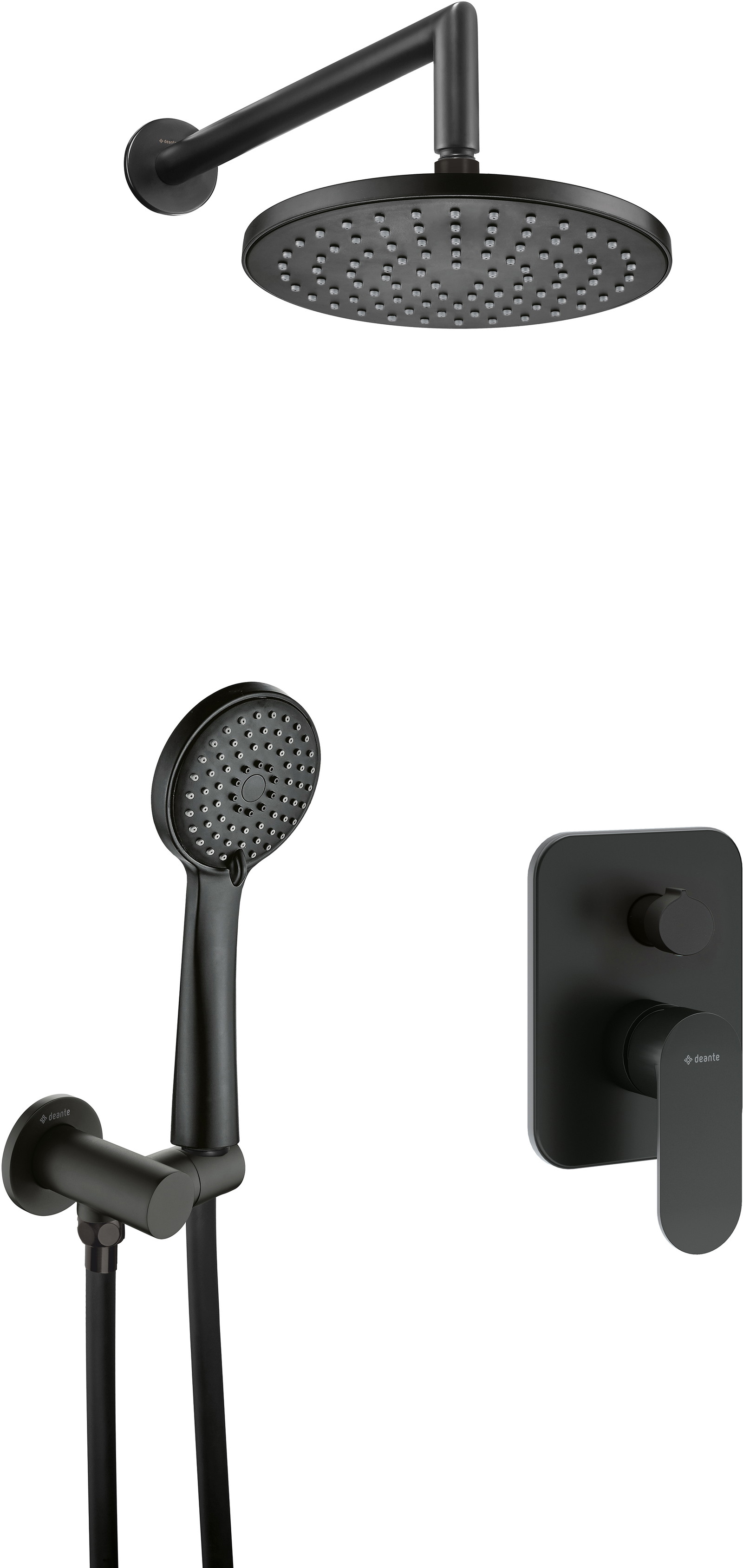 Deante Alpinia zestaw prysznicowy podtynkowy z deszczownicą czarny NAC_N9ER