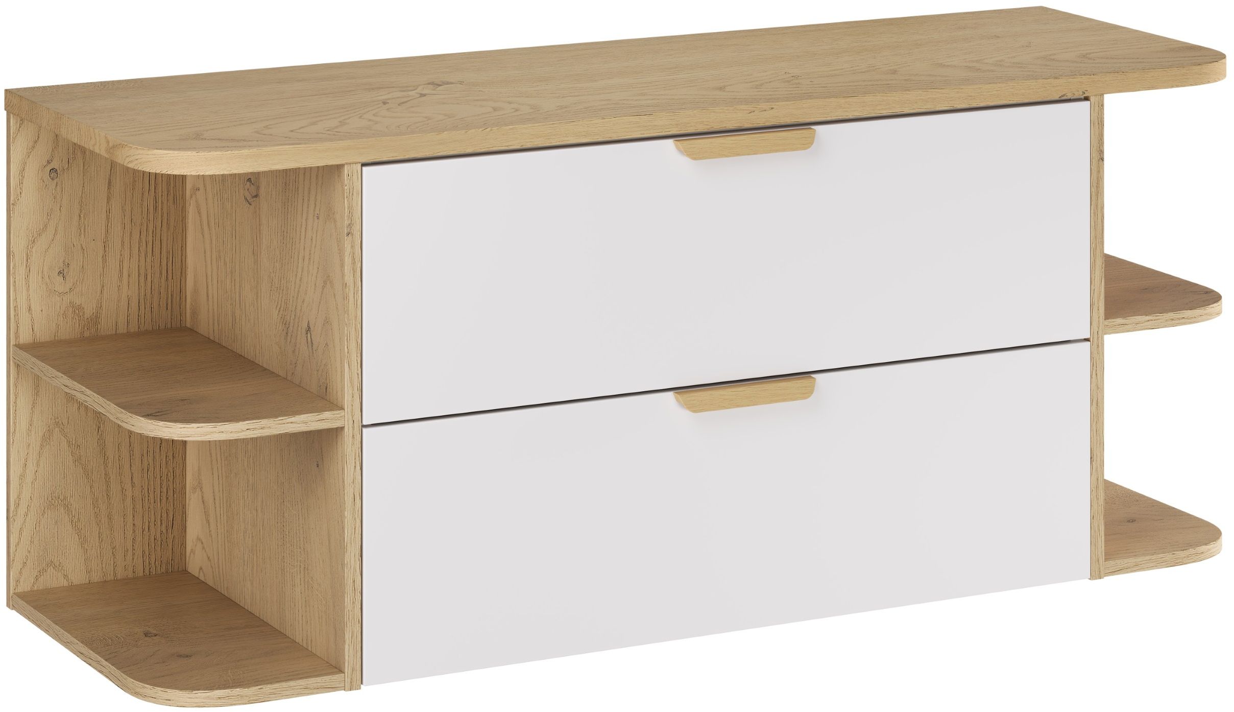 Zestaw Comad Aster White szafka 80 cm podumywalkowa wisząca z blatem 120 cm i dwa regały 20 cm otwarte biały/dąb SET-ASW B CREMONA ...