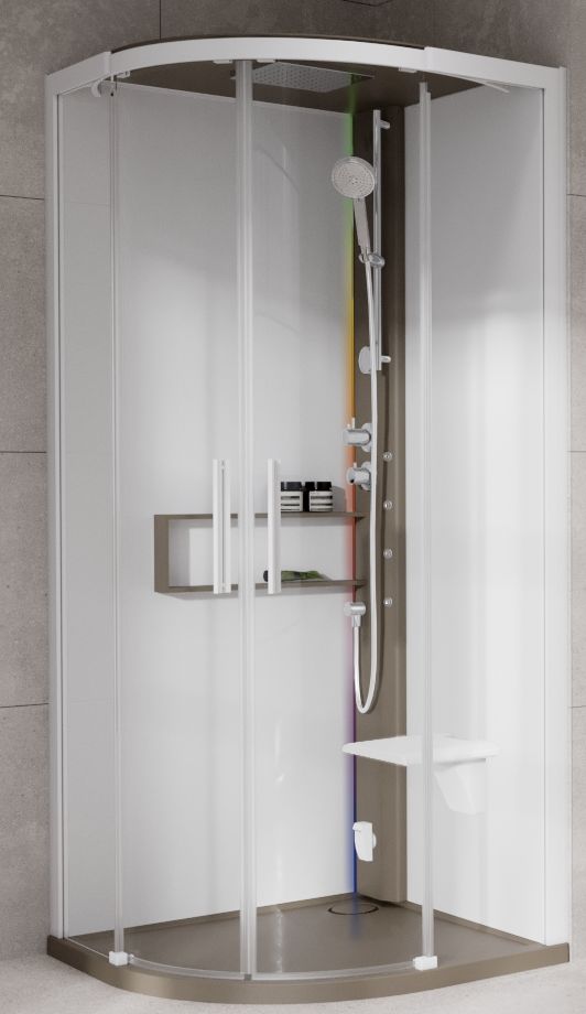 Novellini Glax 2 2.0 R kabina z hydromasażem 100x100 cm półokrągła parowa z brodzikiem corda G22R109T5-1TU