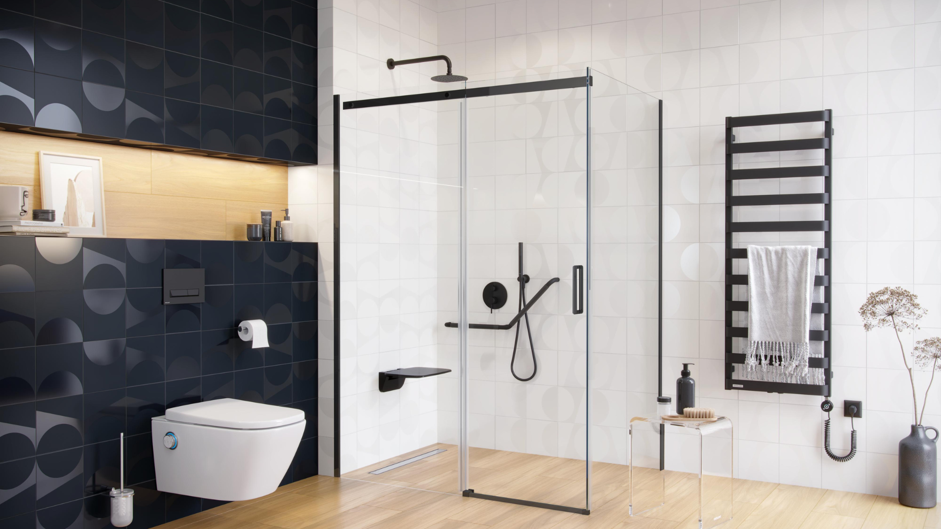 Excellent Meteor grzejnik łazienkowy dekoracyjny 137x50 cm czarny GREX.ME137.BL - Wysyłka w 24h