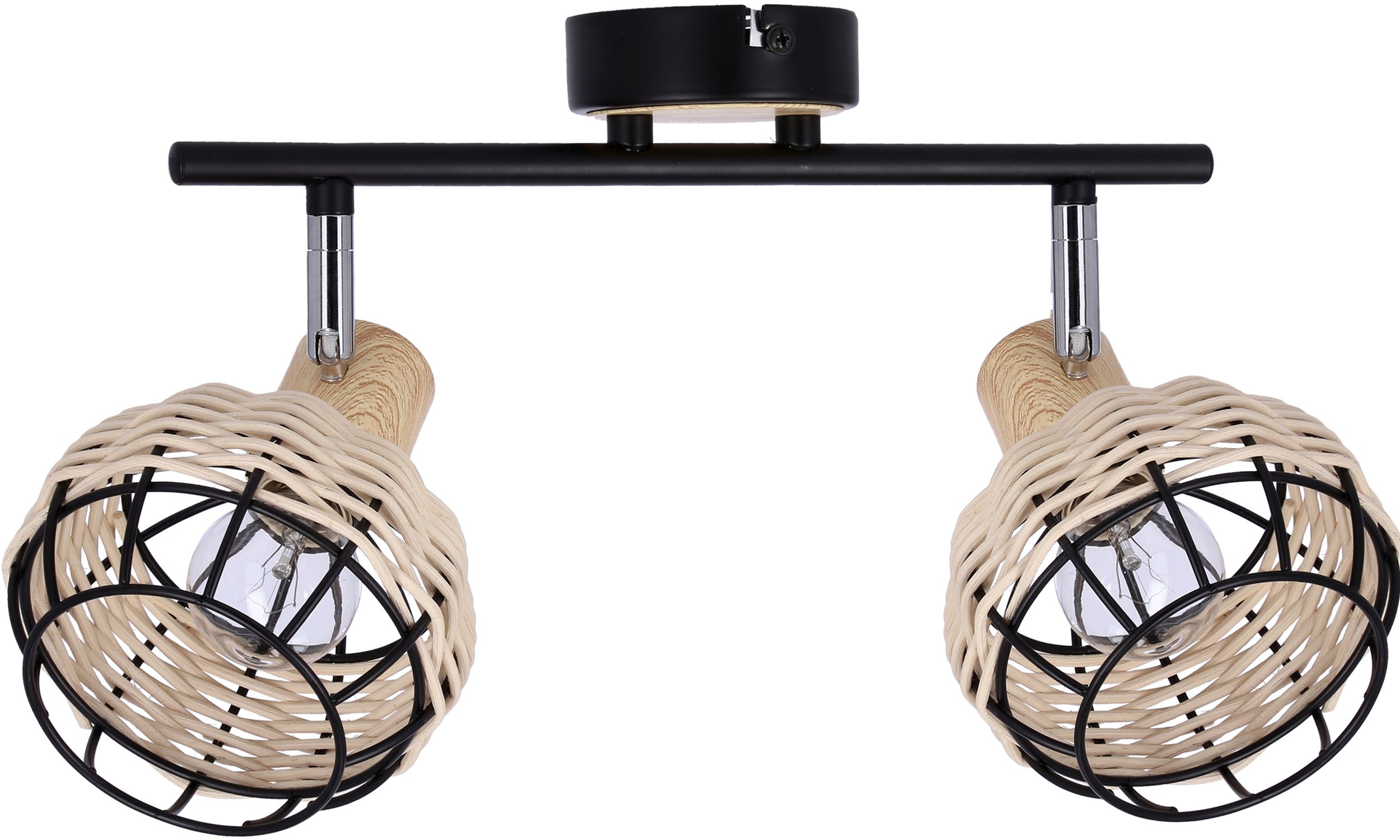 Candellux Tajga lampa podsufitowa 2x40W czarny/drewno 92-12203