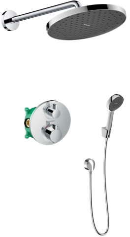 Zestaw Hansgrohe Ecostat S wannowo-prysznicowy podtynkowy z deszczownicą i kompletem natryskowym chrom (28056000, 27413000, 15758000, ...