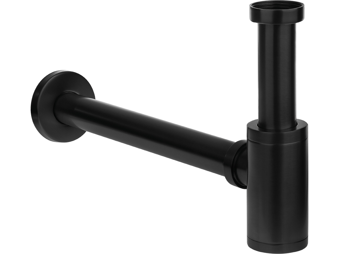 Laveo syfon umywalkowy butelkowy okrągły czarny mat CKS761D