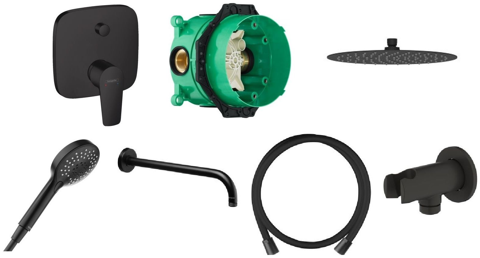 Zestaw Hansgrohe Talis E bateria wannowo-prysznicowa z zestawem natryskowym Oltens czarny mat (71745670, 01800180, 37104300, 37000300, ... - Wysyłka w